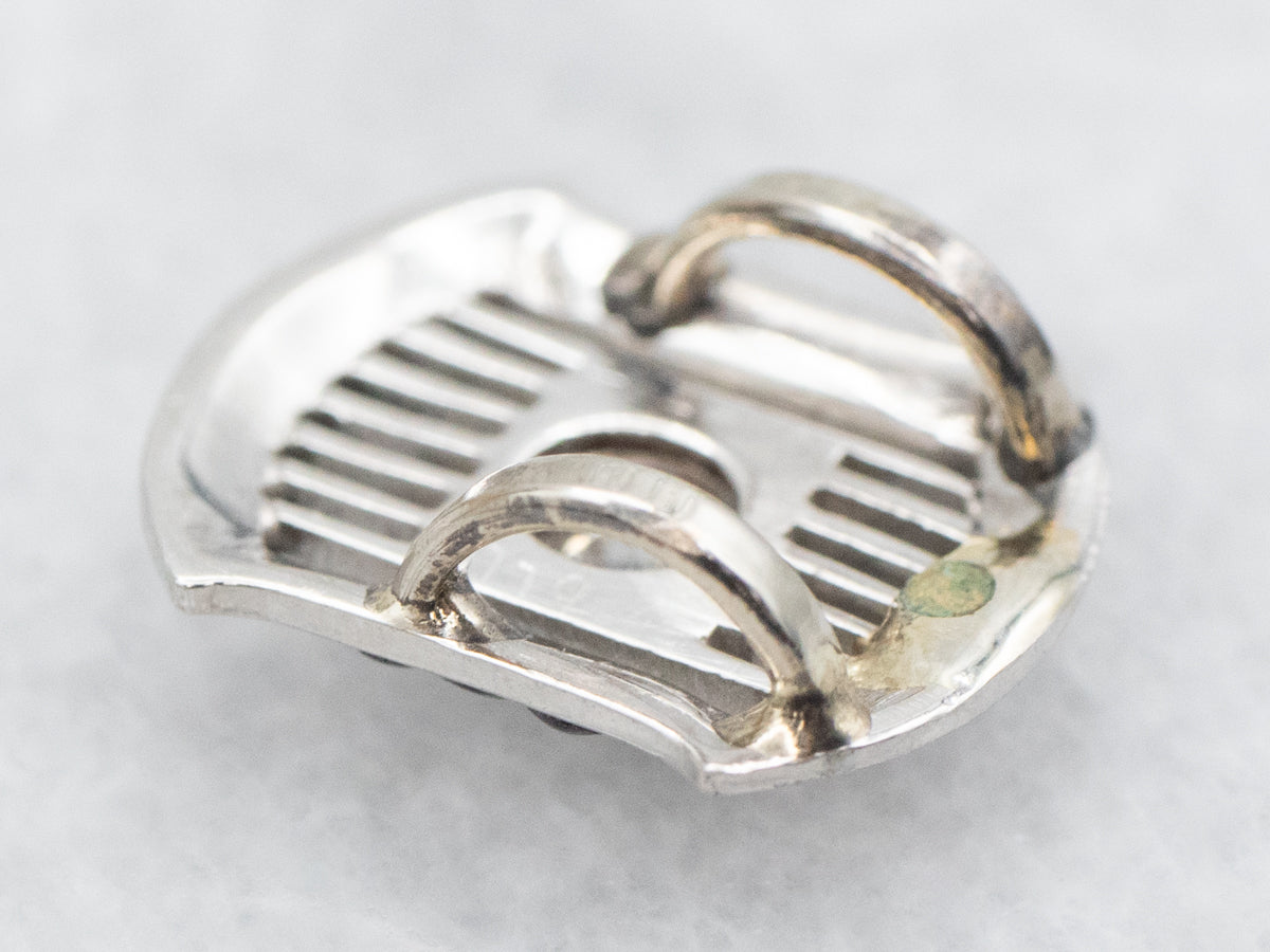 Art Deco Platinum Diamond Pendant with Black Enamel Details