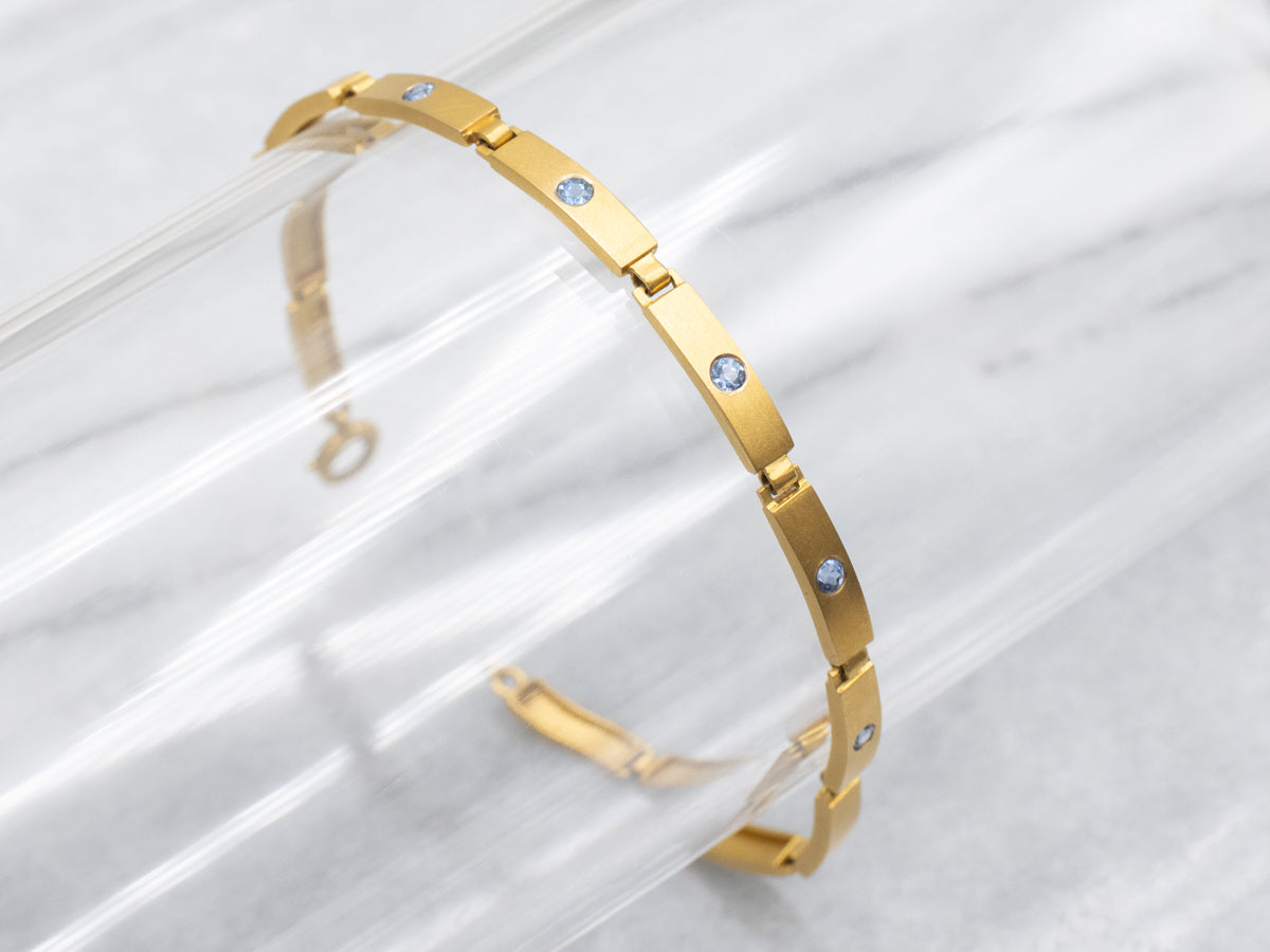 Antique Bloomed Gold and Sapphire Bar-Link Bracelet