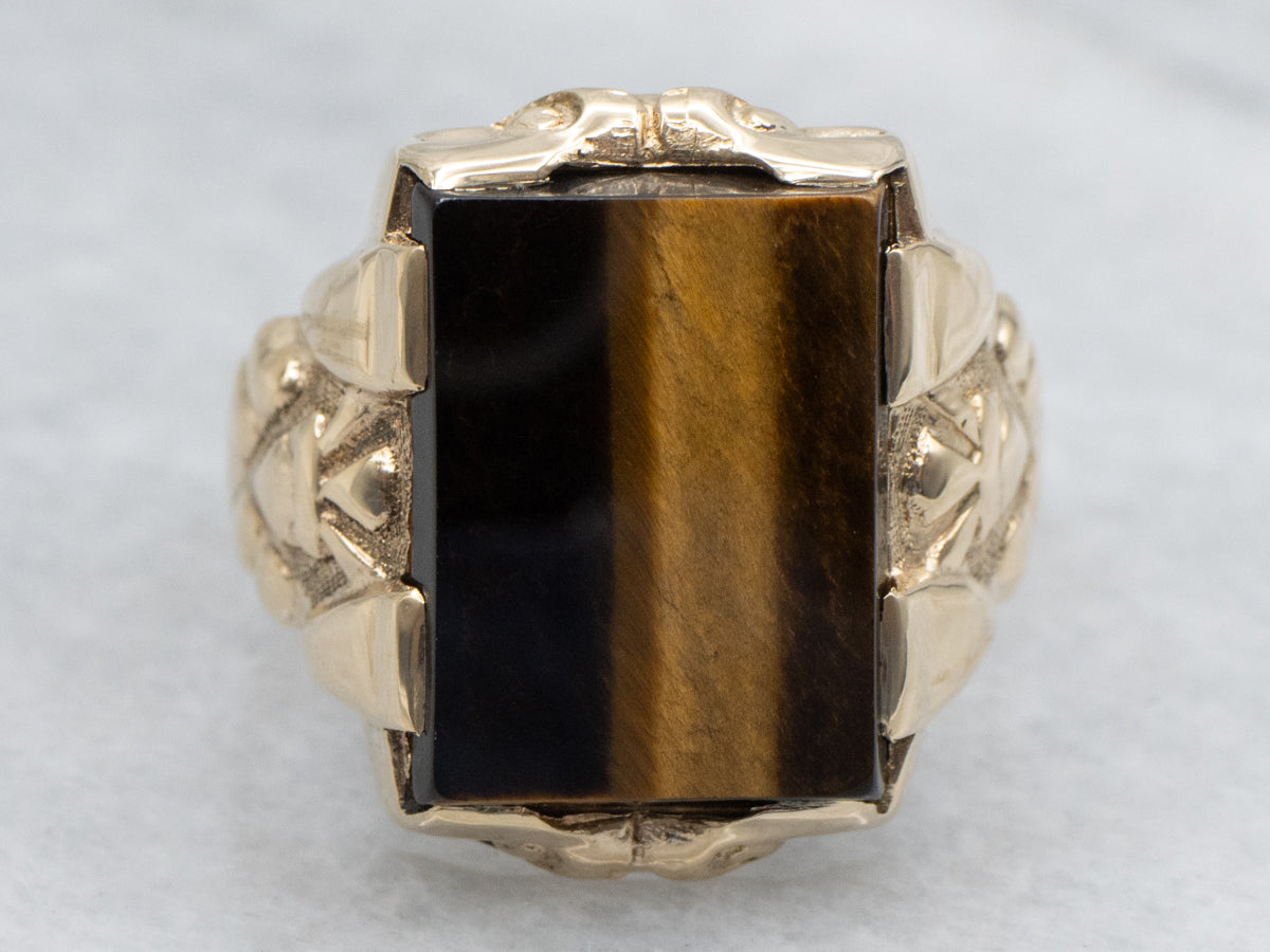 Men's Victorian Revival Tiger's Eye Statement Ring