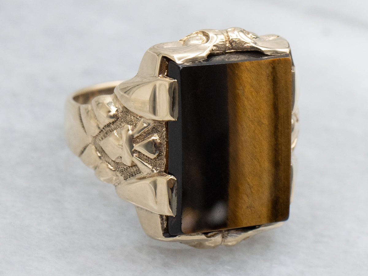 Men's Victorian Revival Tiger's Eye Statement Ring