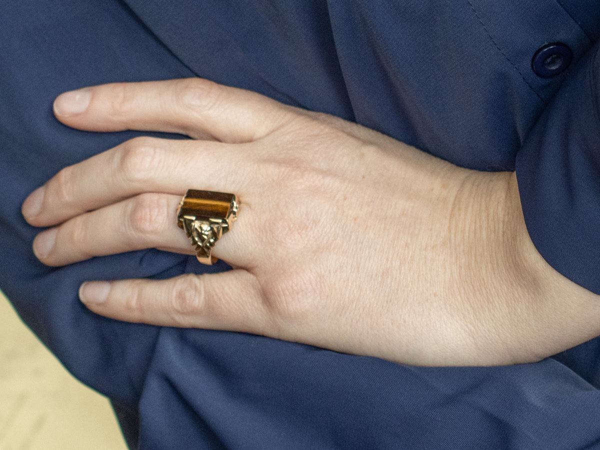 Men's Victorian Revival Tiger's Eye Statement Ring