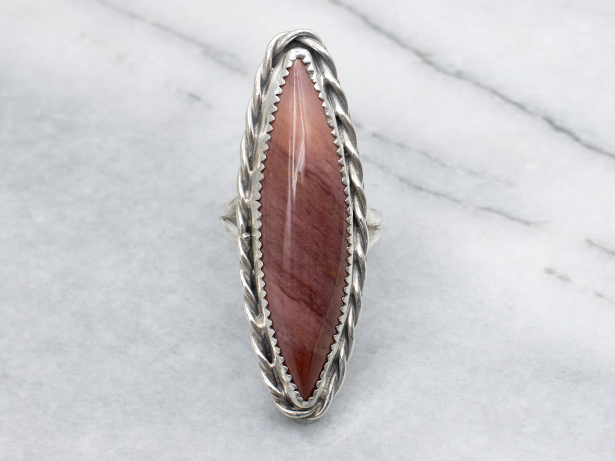 Michael R. Rogers Acclaimed Paiute Artist Sterling Silver Jasper Split Shank Ring