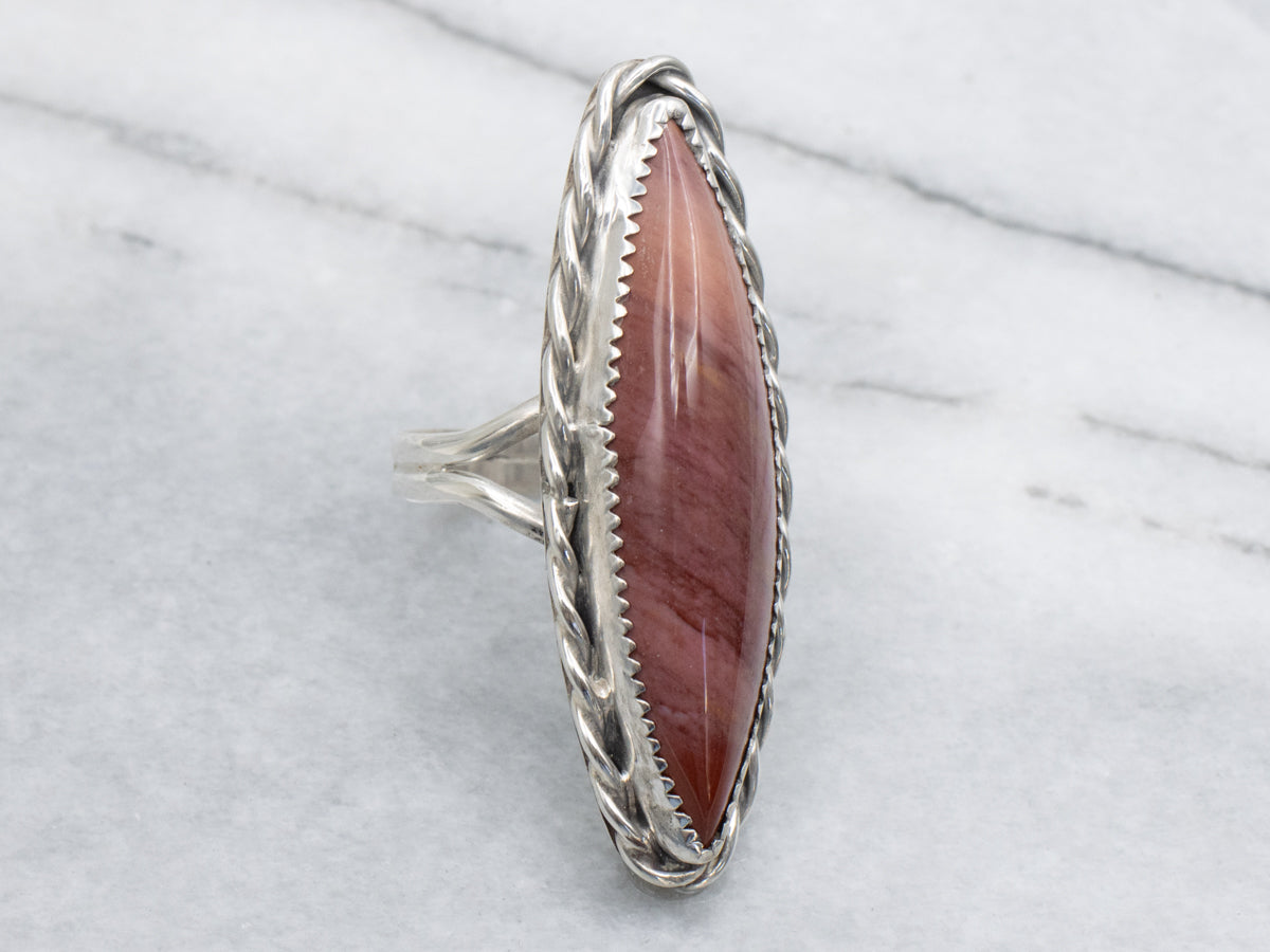Michael R. Rogers Acclaimed Paiute Artist Sterling Silver Jasper Split Shank Ring