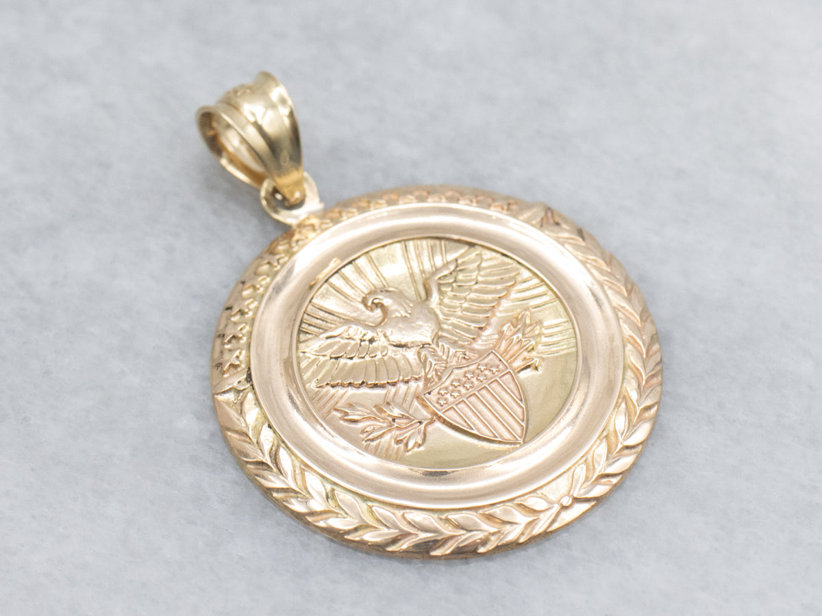 Unisex Gold U.S.A Military Emblem Pendant
