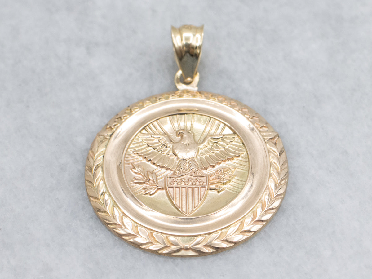 Unisex Gold U.S.A Military Emblem Pendant
