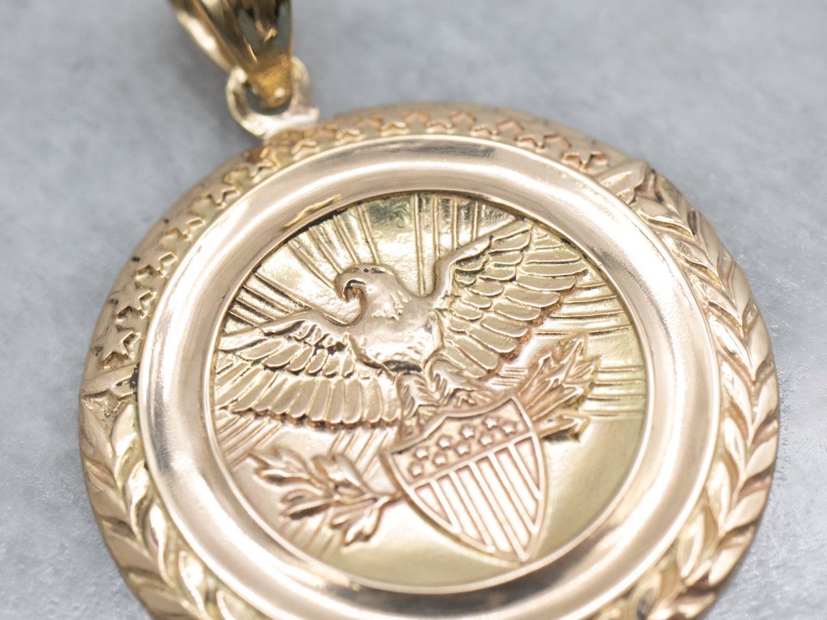 Unisex Gold U.S.A Military Emblem Pendant