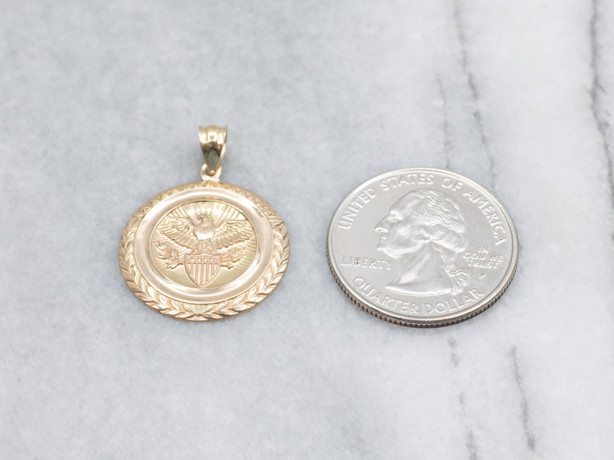 Unisex Gold U.S.A Military Emblem Pendant