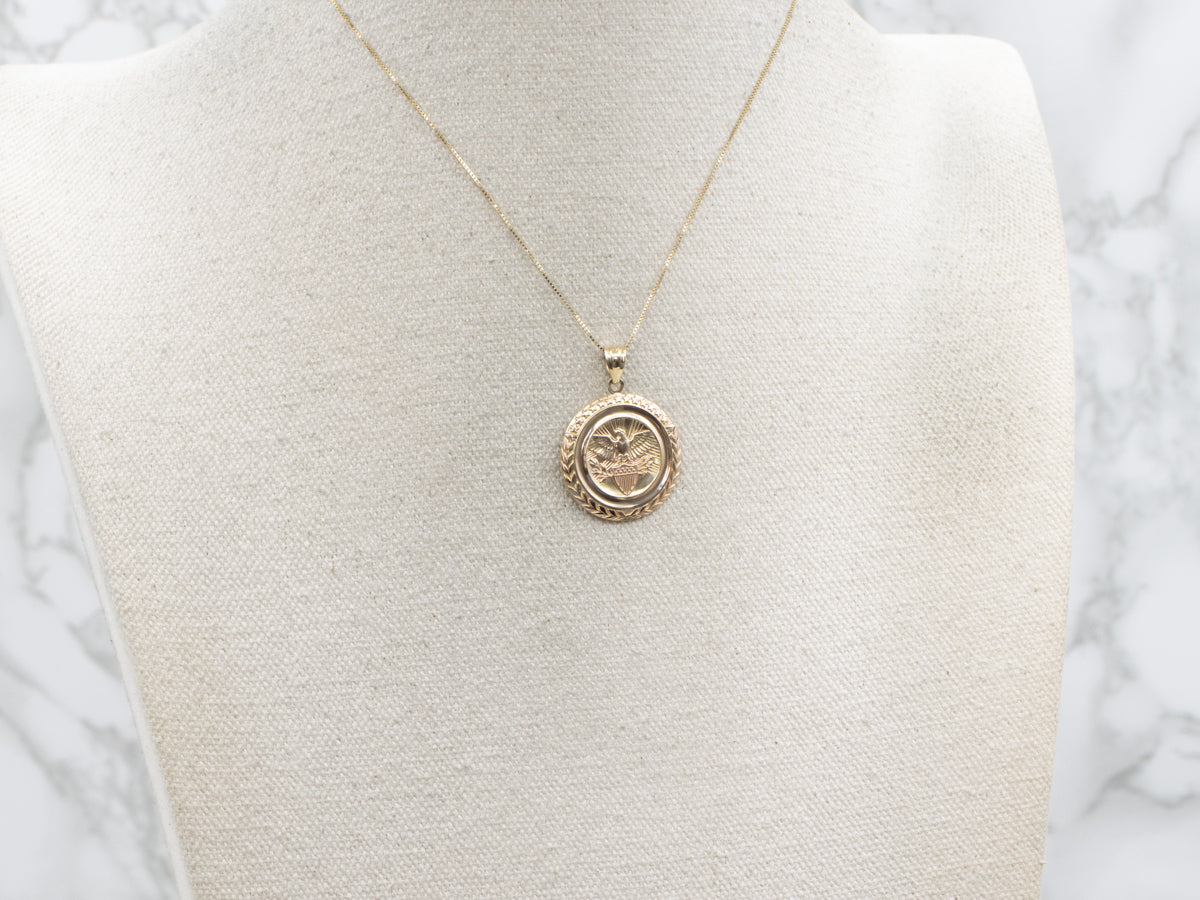 Unisex Gold U.S.A Military Emblem Pendant