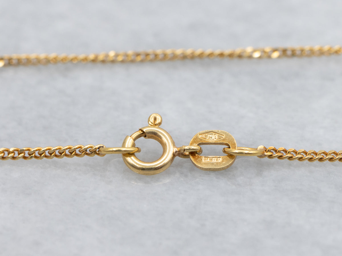 Vintage 18-Karat Yellow Gold Marquise Link Station Chain Necklace