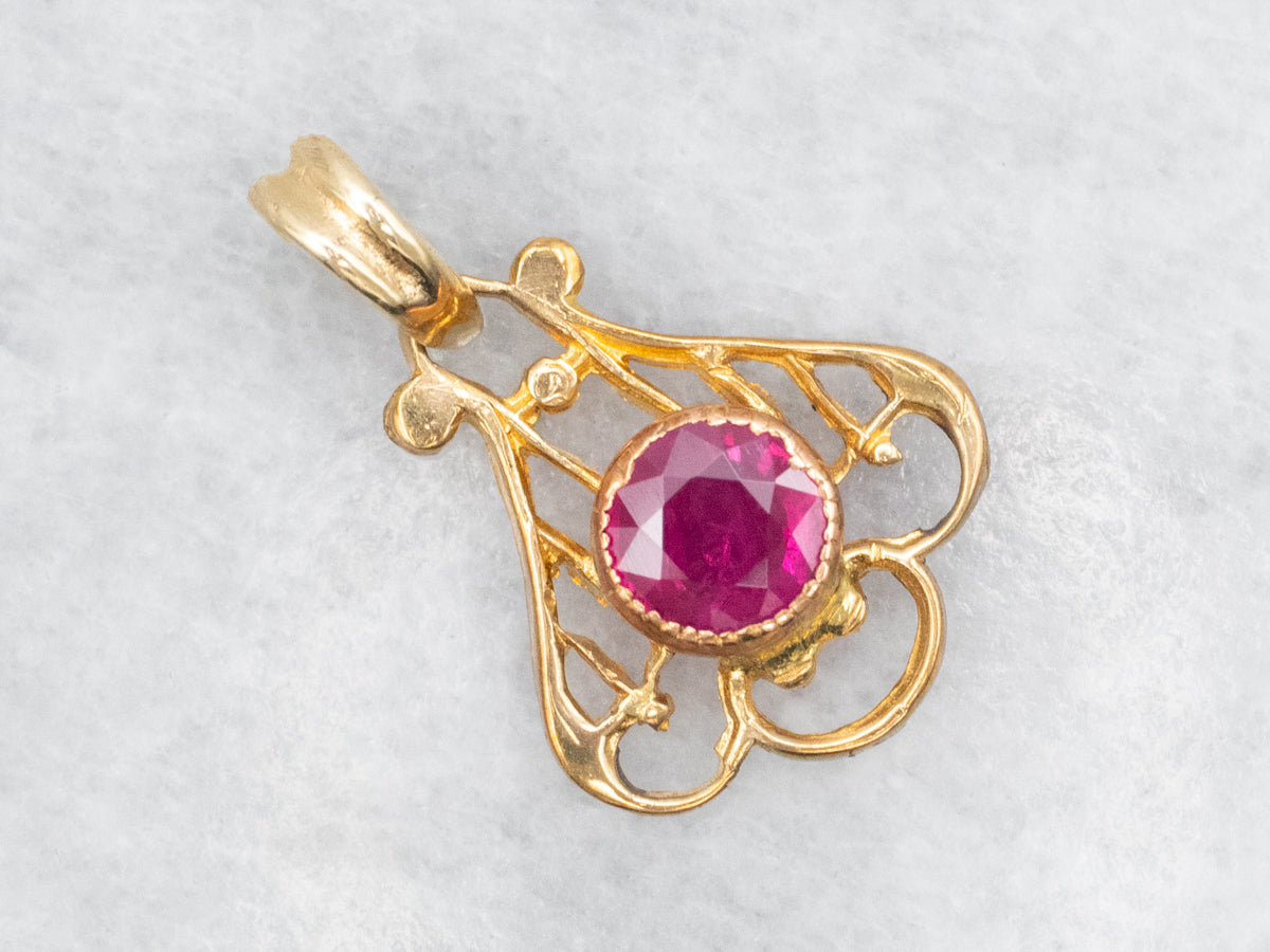 Antique Ruby Stickpin Conversion Pendant