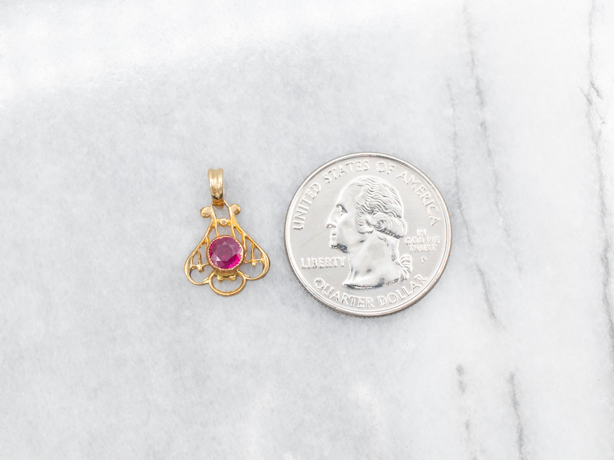 Antique Ruby Stickpin Conversion Pendant