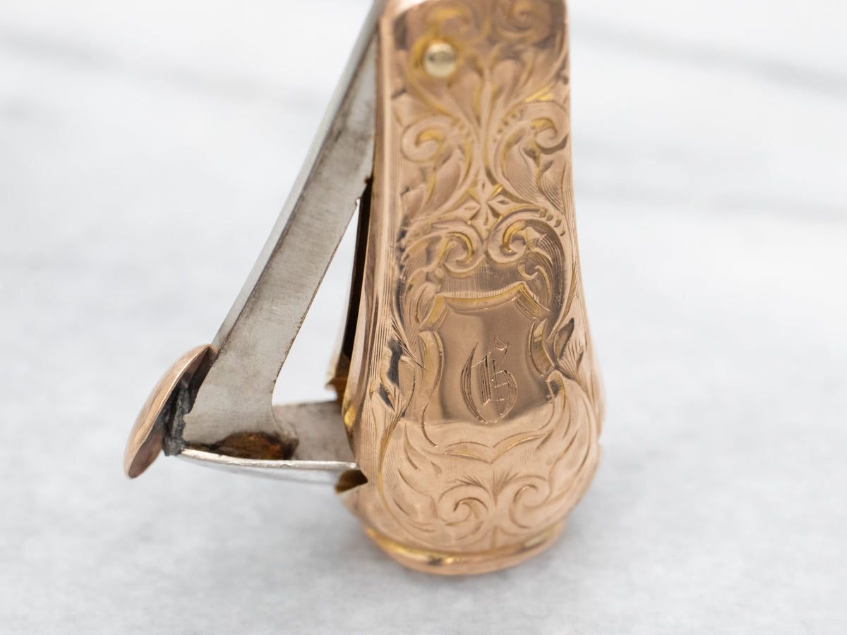 Antique Gold Cigar Cigarette Cutter Pendant