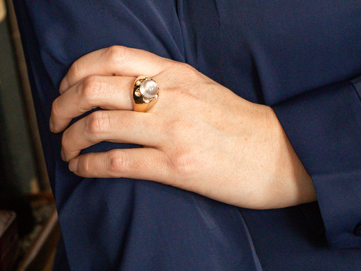 Men's Belcher Set Moonstone Statement Ring