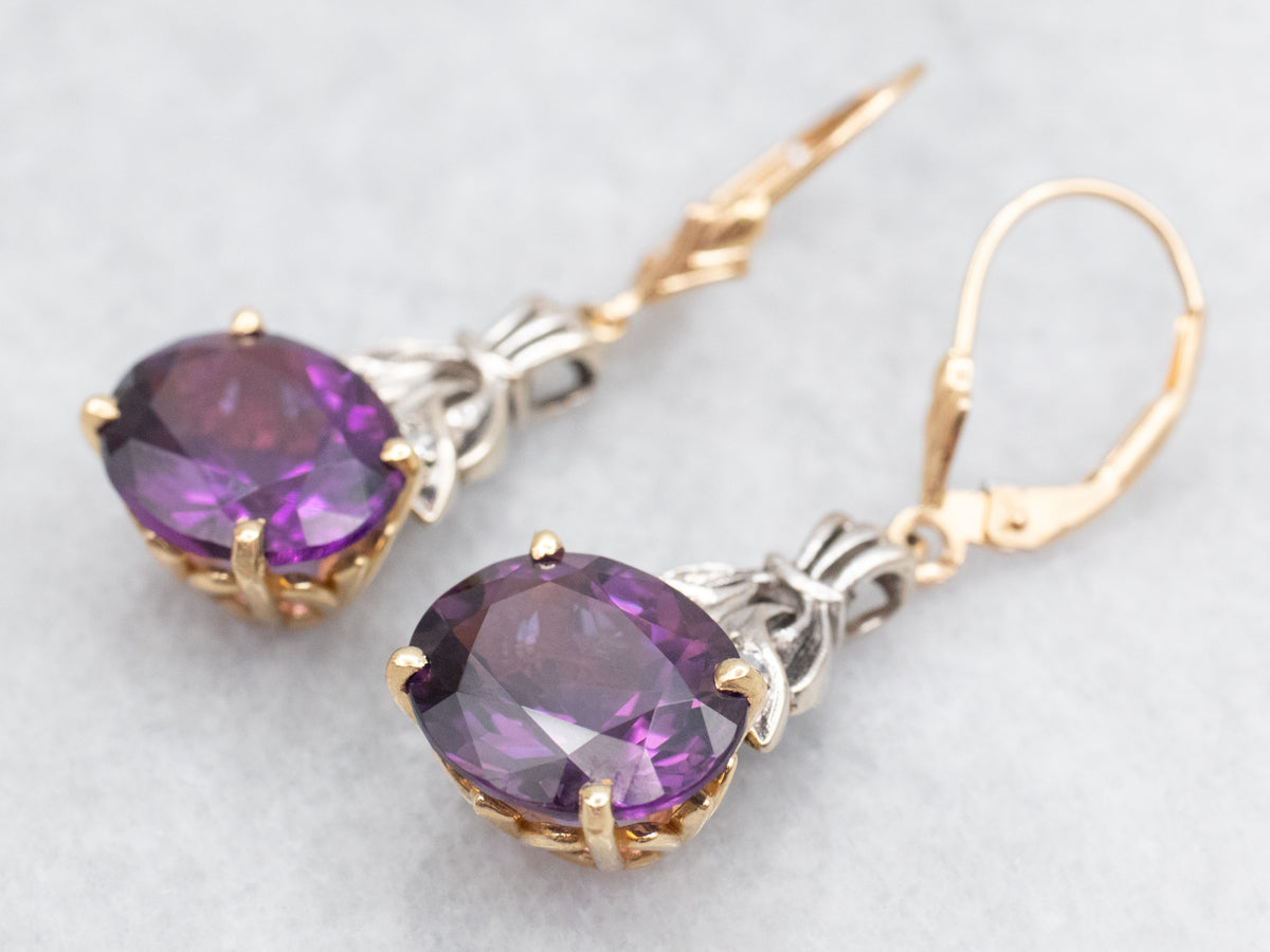 Mixed Era East to West Set Amethyst Drop Earrings