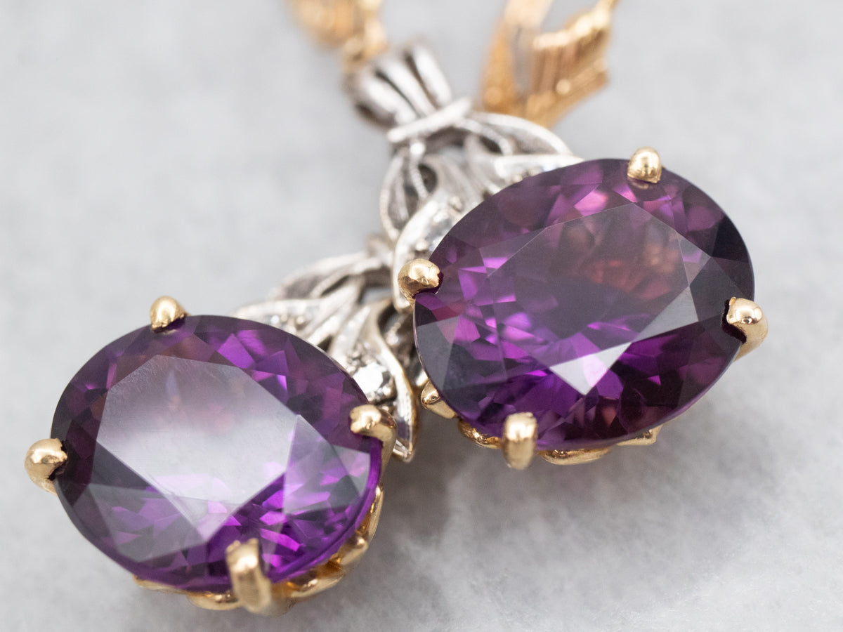Mixed Era East to West Set Amethyst Drop Earrings