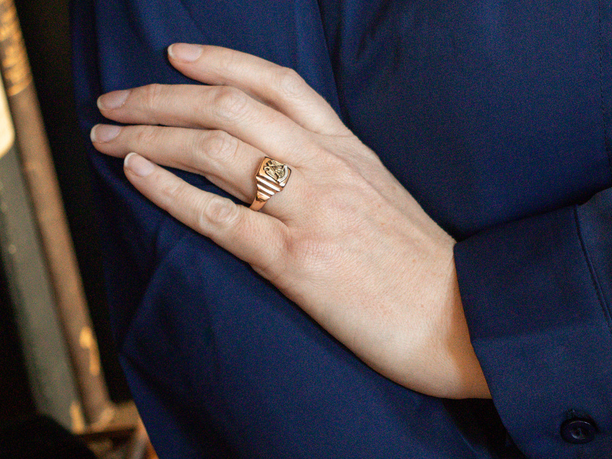 Vintage Masonic Double Eagle Enamel Statement Ring