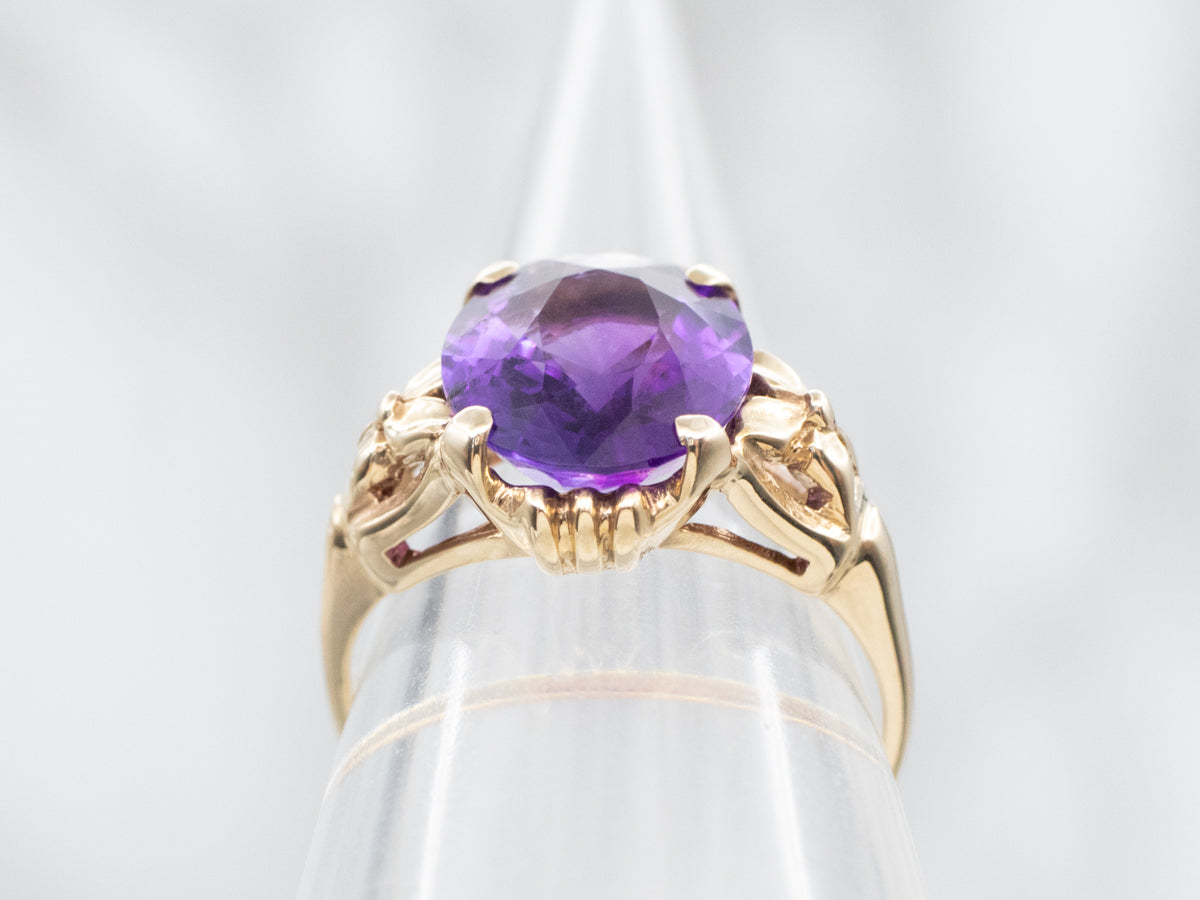 Oval Cut Amethyst Solitaire Ring