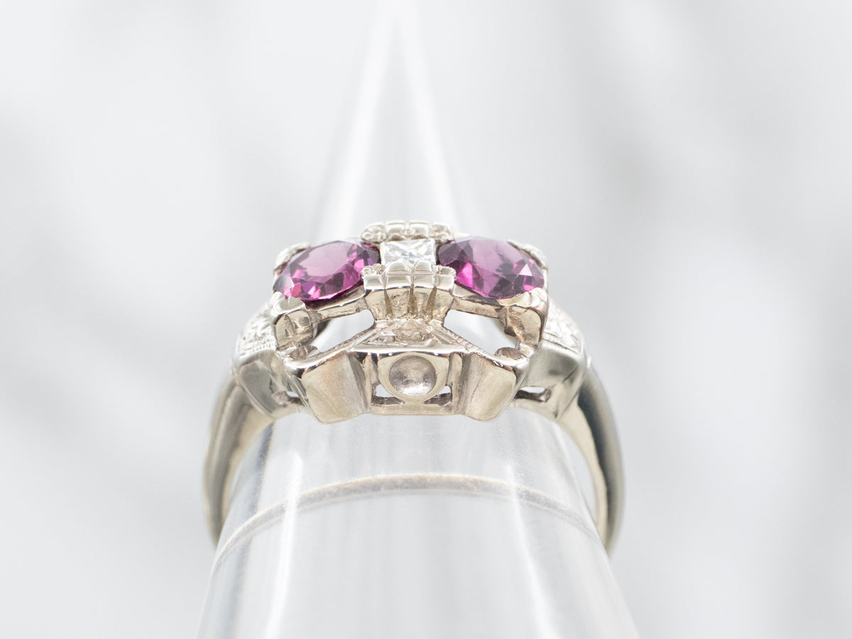 Vintage Rhodolite Garnet and Diamond Ring