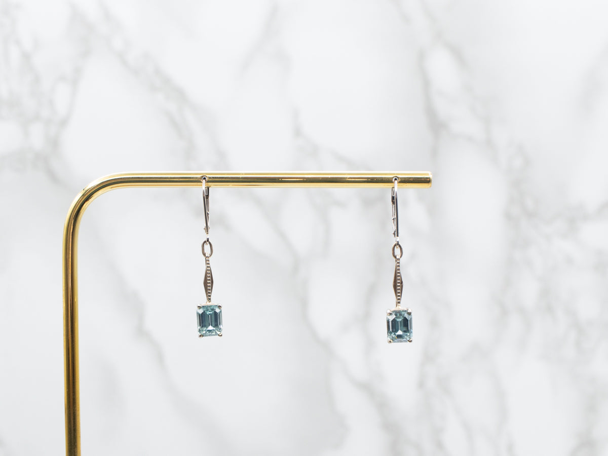 Blue Zircon Drop Earrings
