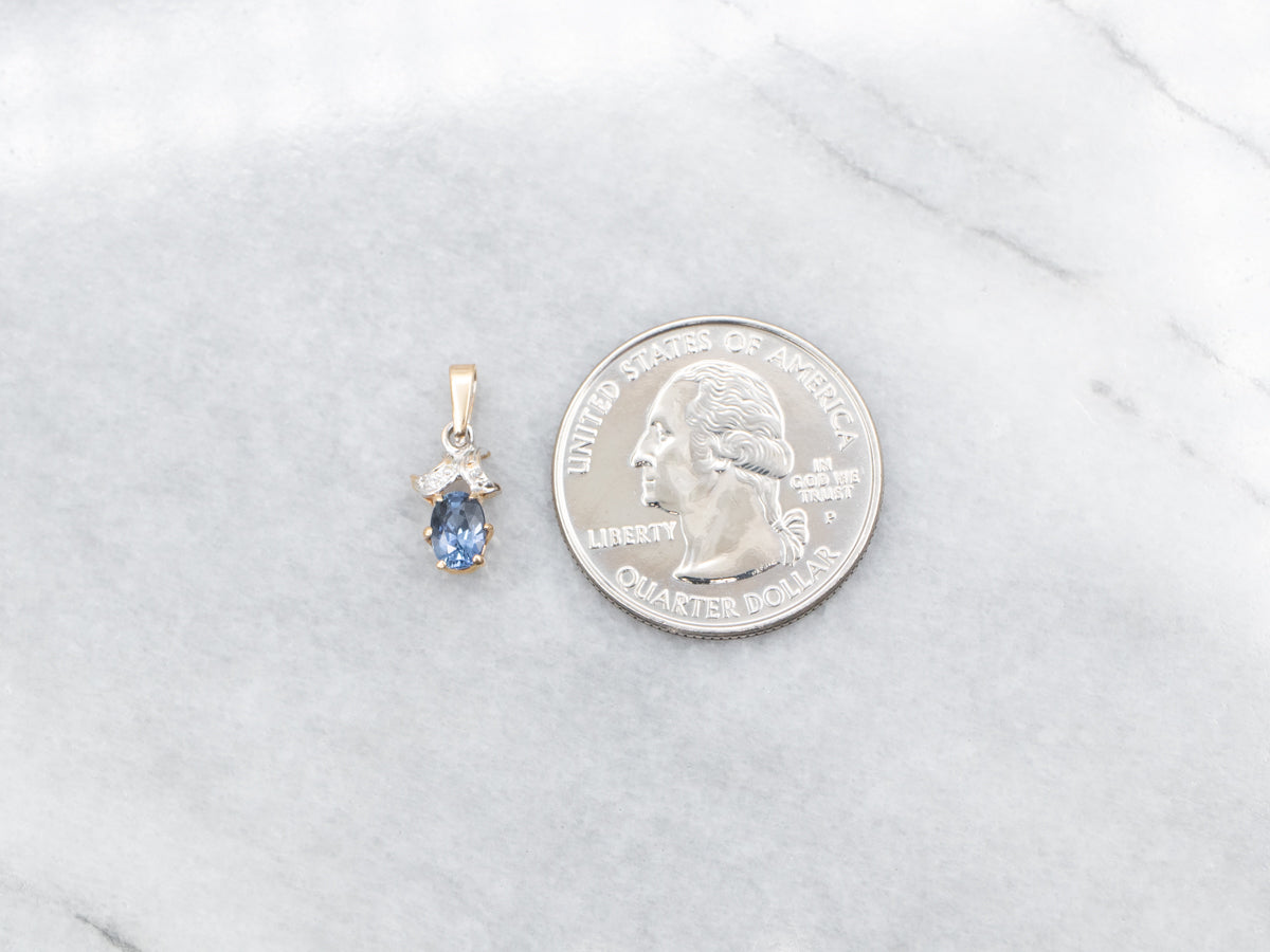 Vintage Blue Sapphire Diamond Pendant