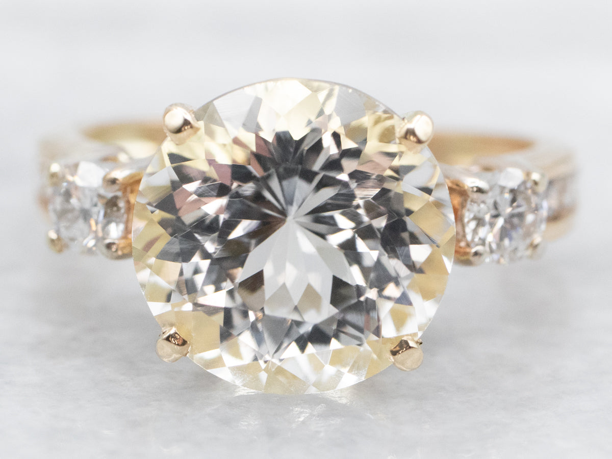 White Topaz and Diamond Statement Ring