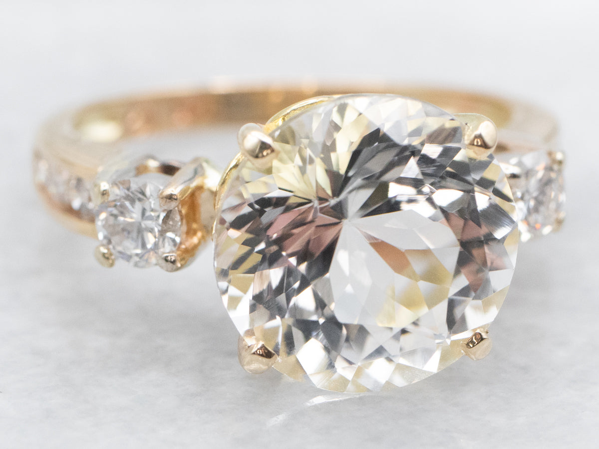 White Topaz and Diamond Statement Ring