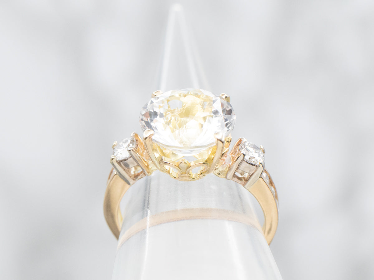 White Topaz and Diamond Statement Ring