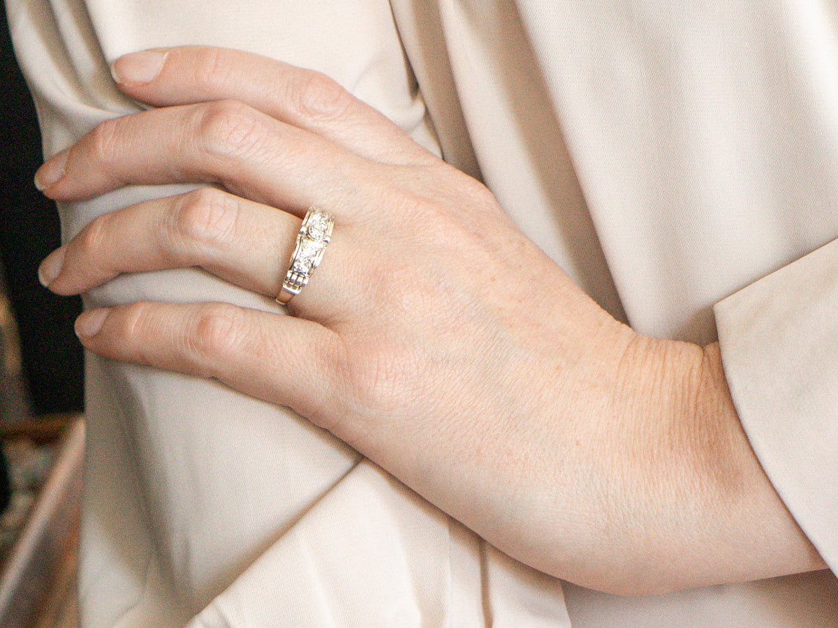 Art Deco European Cut Diamond Ring