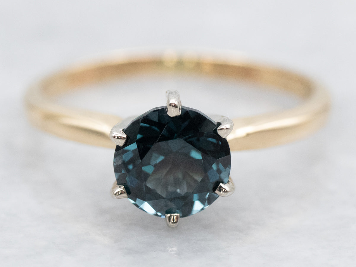 RESERVADO - Anillo de espinela de talla redonda de oro amarillo y blanco de 14 quilates de 1,14 quilates, talla 5