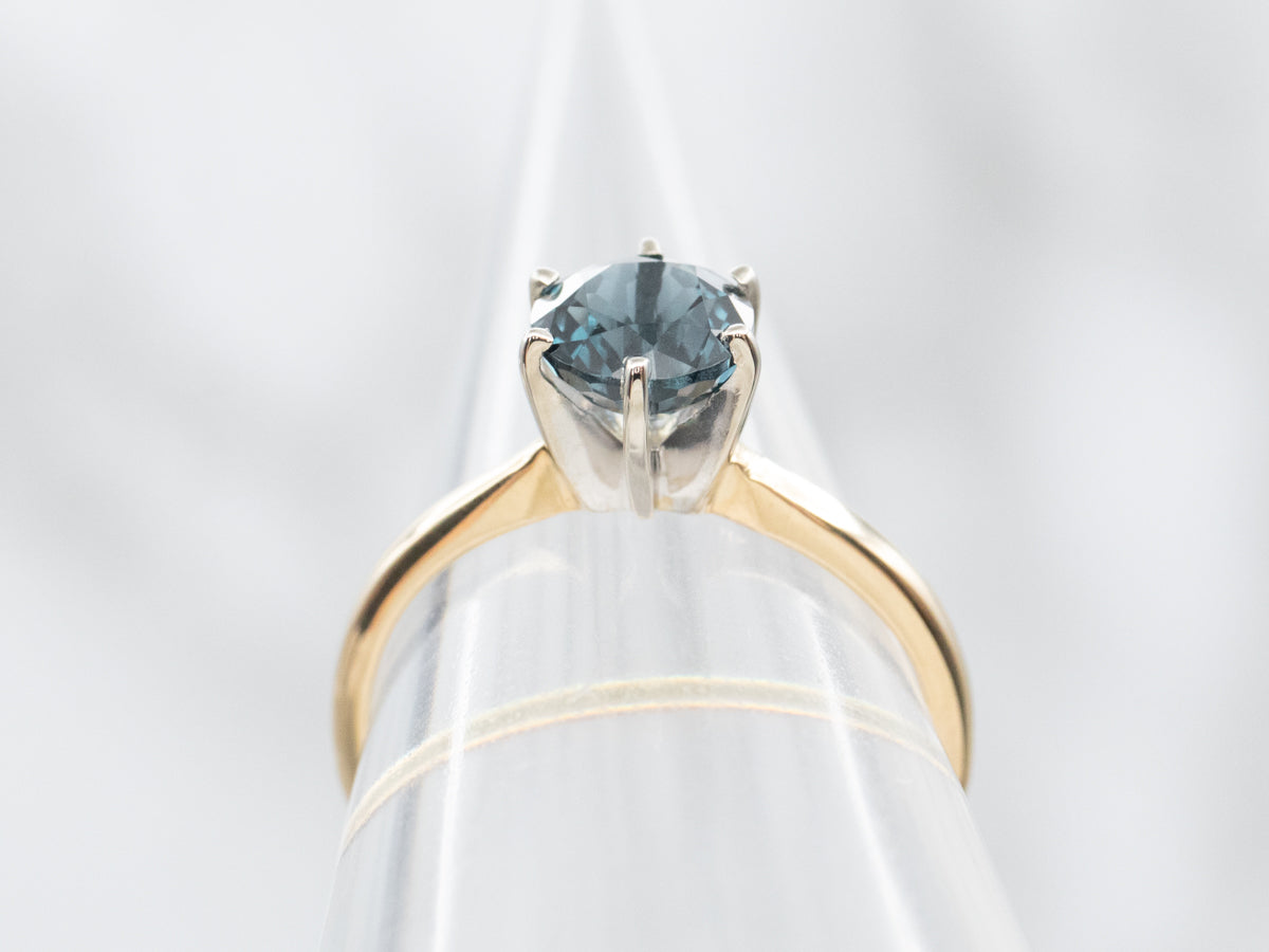 RESERVADO - Anillo de espinela de talla redonda de oro amarillo y blanco de 14 quilates de 1,14 quilates, talla 5