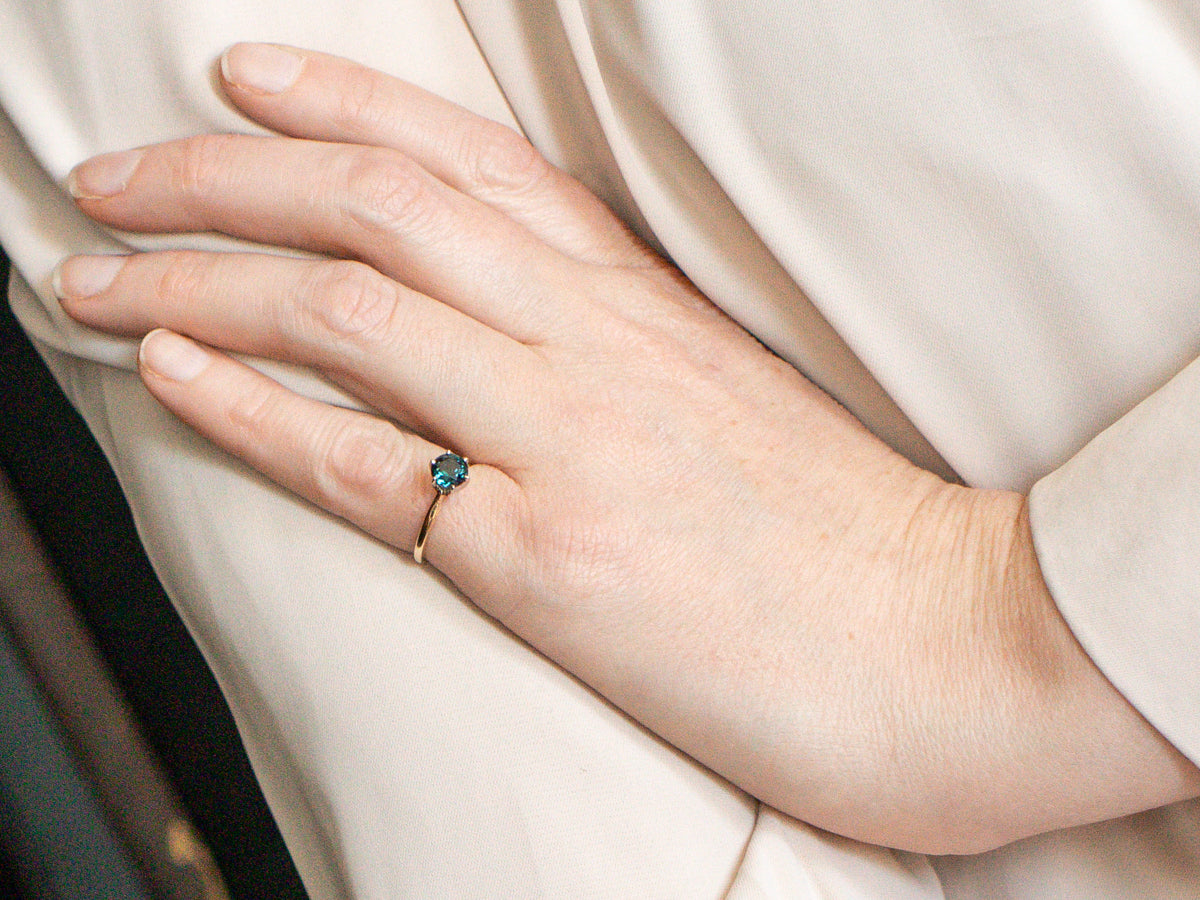 RESERVADO - Anillo de espinela de talla redonda de oro amarillo y blanco de 14 quilates de 1,14 quilates, talla 5