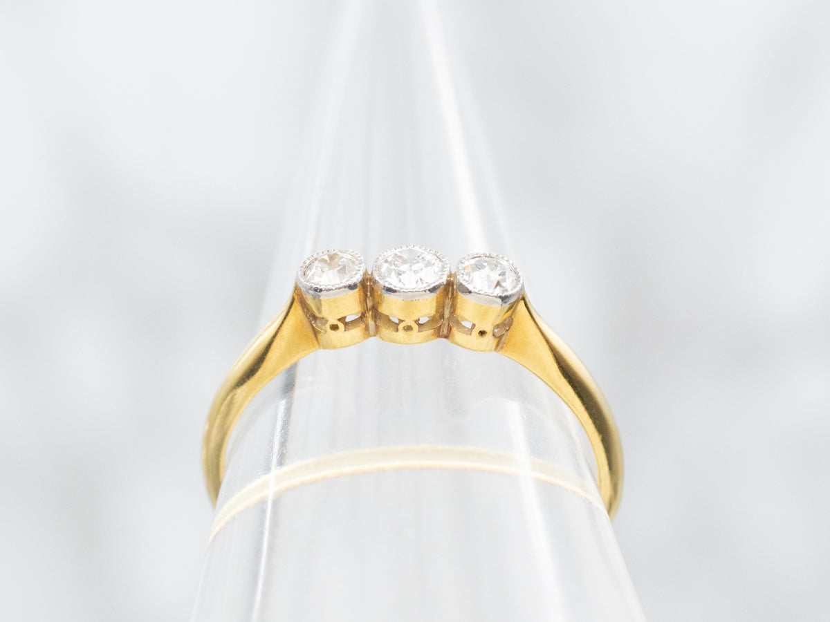 Dead Stock 1930s English Three Stone Diamond Band