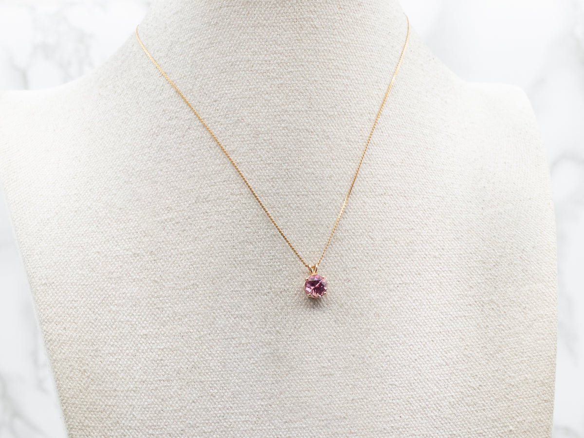 Pink Tourmaline Solitaire Pendant