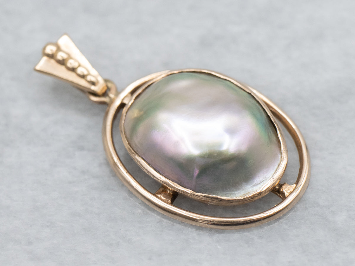 Antique Rose Gold Mabe Pearl Pendant