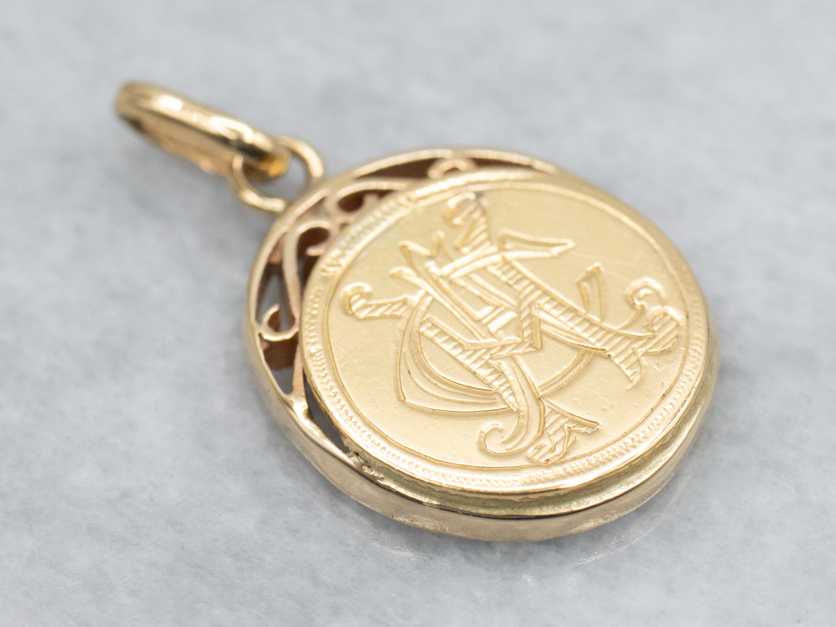Victorian "CAH" Monogram Love Token Pendant