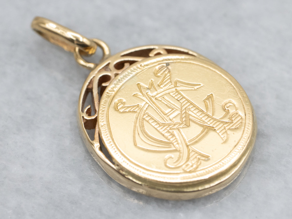 Victorian "CAH" Monogram Love Token Pendant