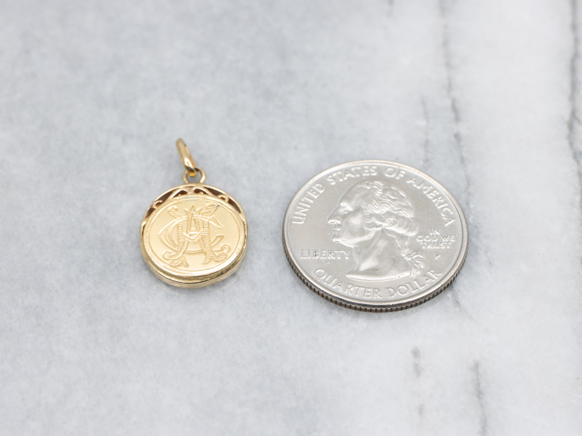 Victorian "CAH" Monogram Love Token Pendant