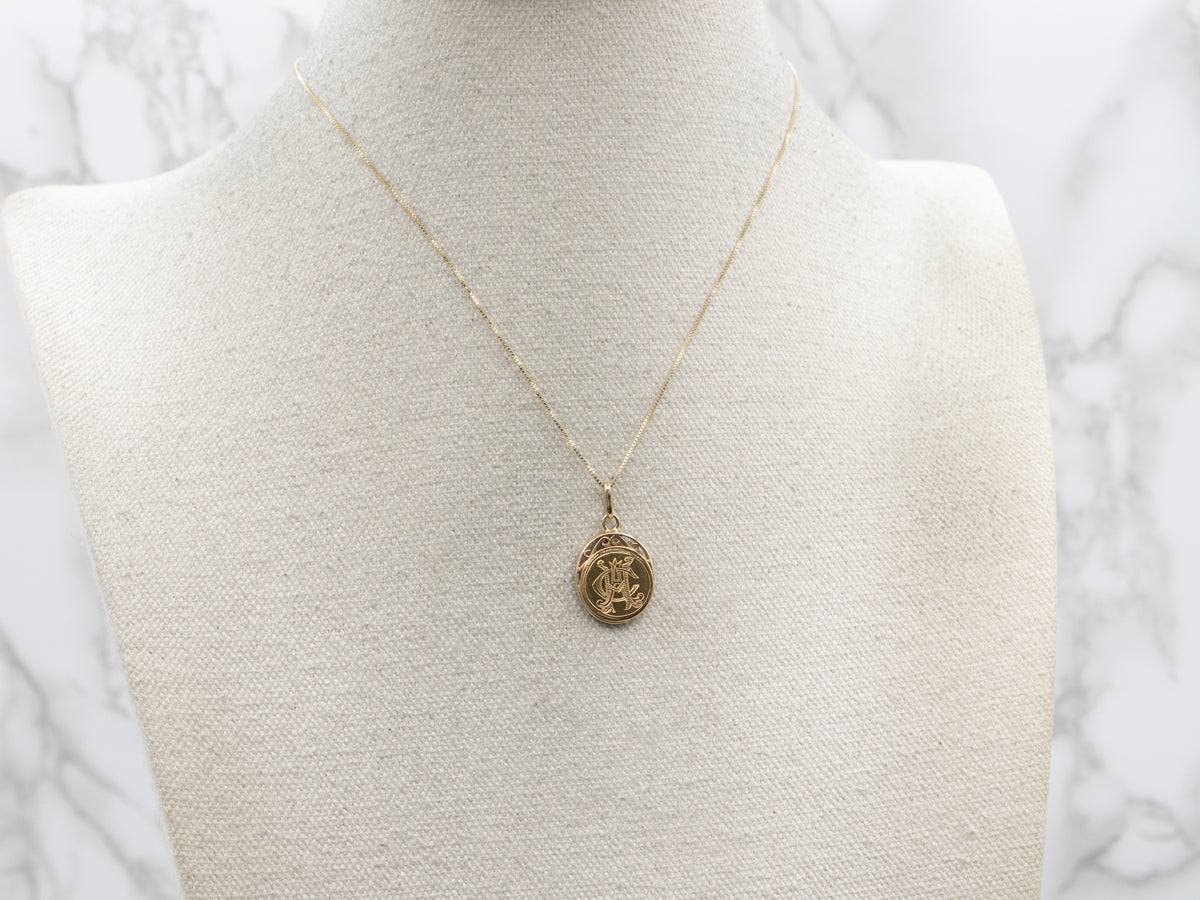 Victorian "CAH" Monogram Love Token Pendant