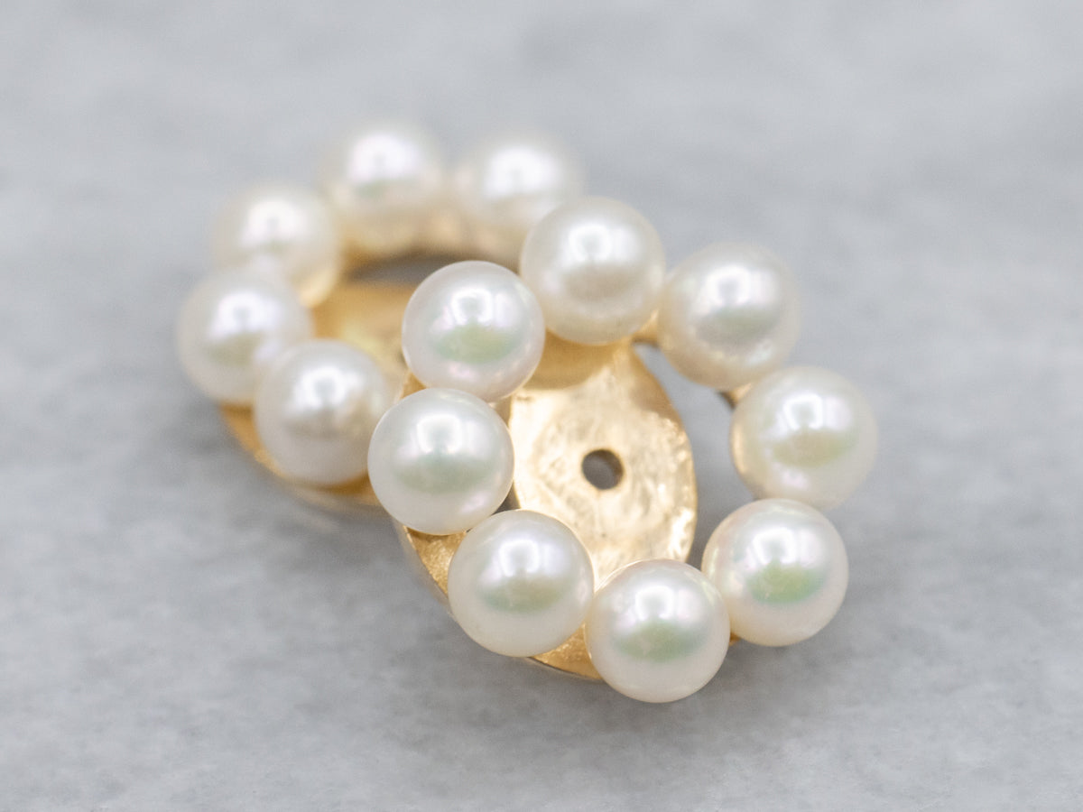Vintage Yellow Gold Pearl Earring Jackets