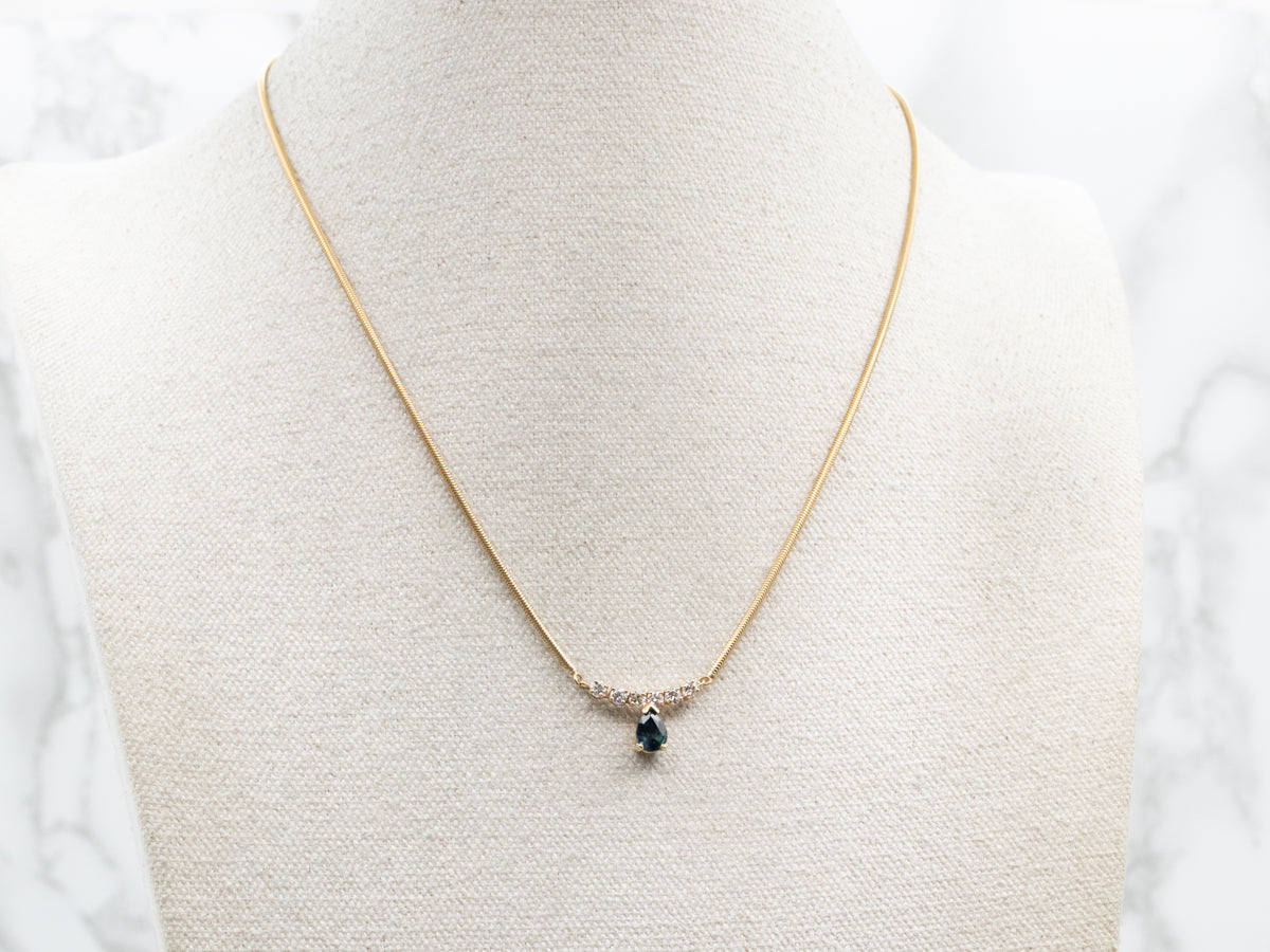 Sapphire Teardrop and Diamond Necklace