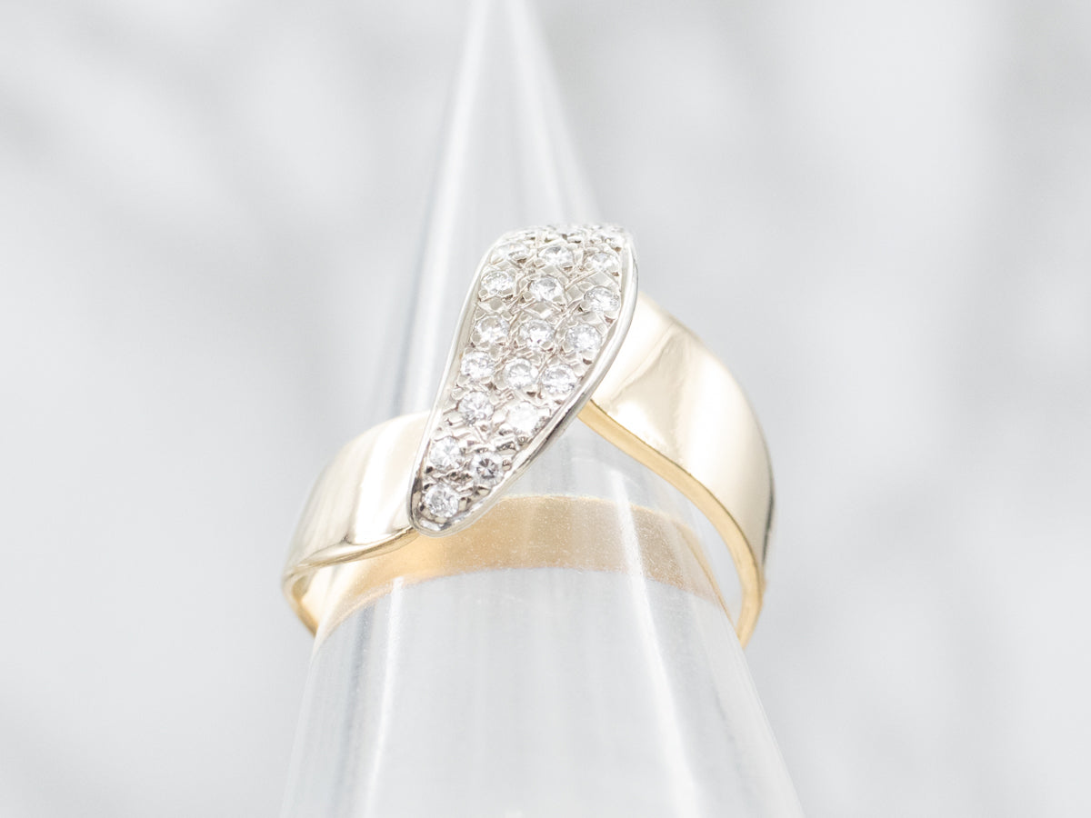 Diamond and Gold Ribbon Twist Ring