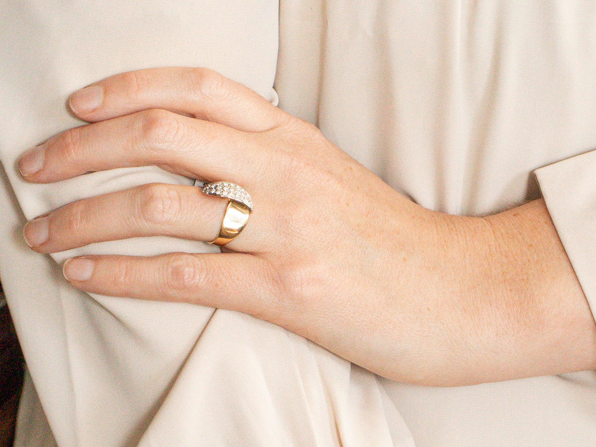 Diamond and Gold Ribbon Twist Ring