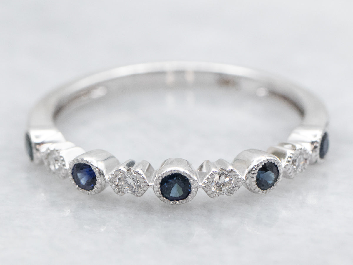 Modern Sapphire Diamond and Gold Band