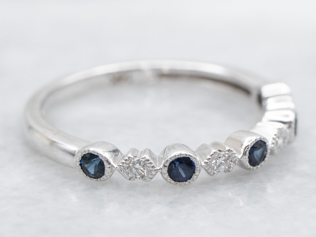 Modern Sapphire Diamond and Gold Band