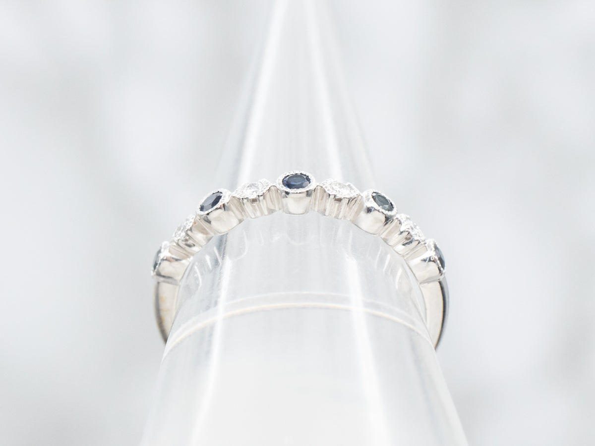 Modern Sapphire Diamond and Gold Band