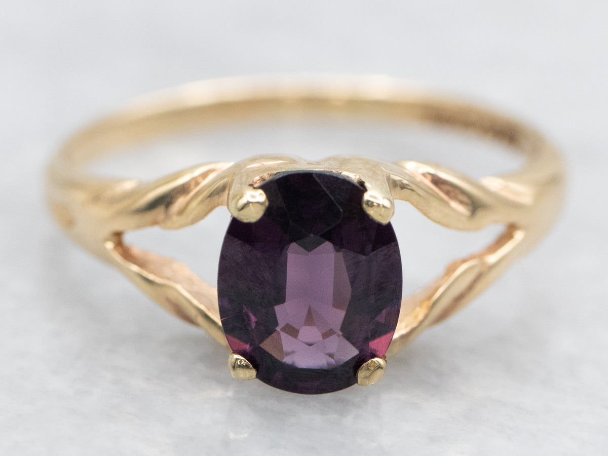 Deep Plum Purple Spinel Ring