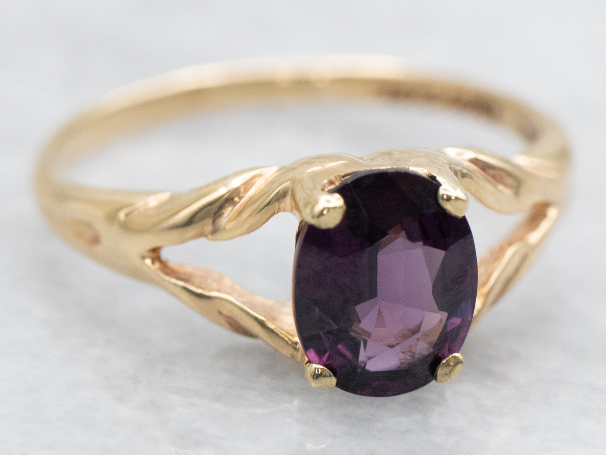 Deep Plum Purple Spinel Ring