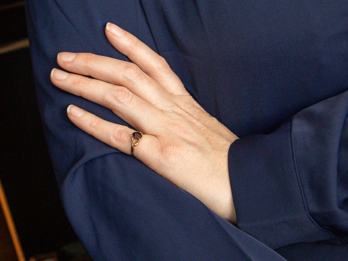 Deep Plum Purple Spinel Ring