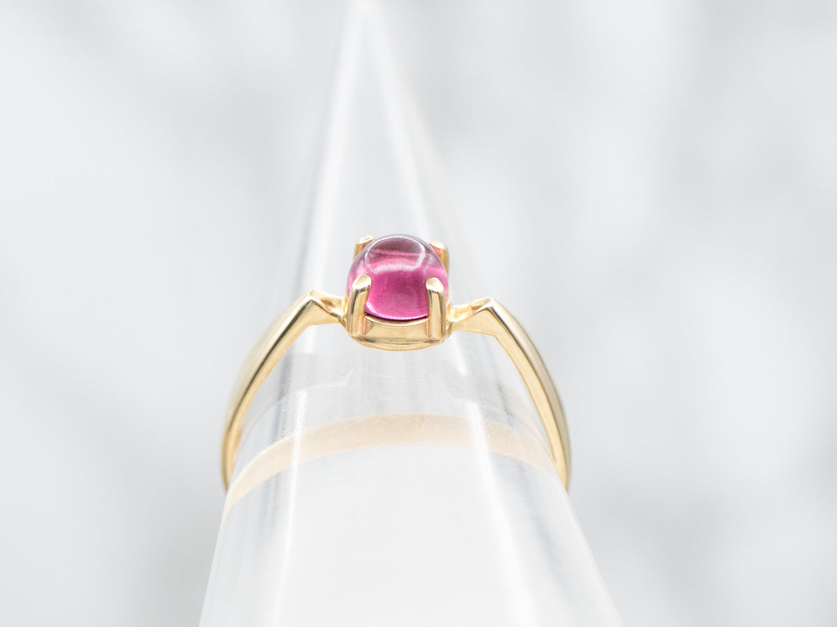 Pink Tourmaline Solitaire Ring with Reverse Tapered Shank