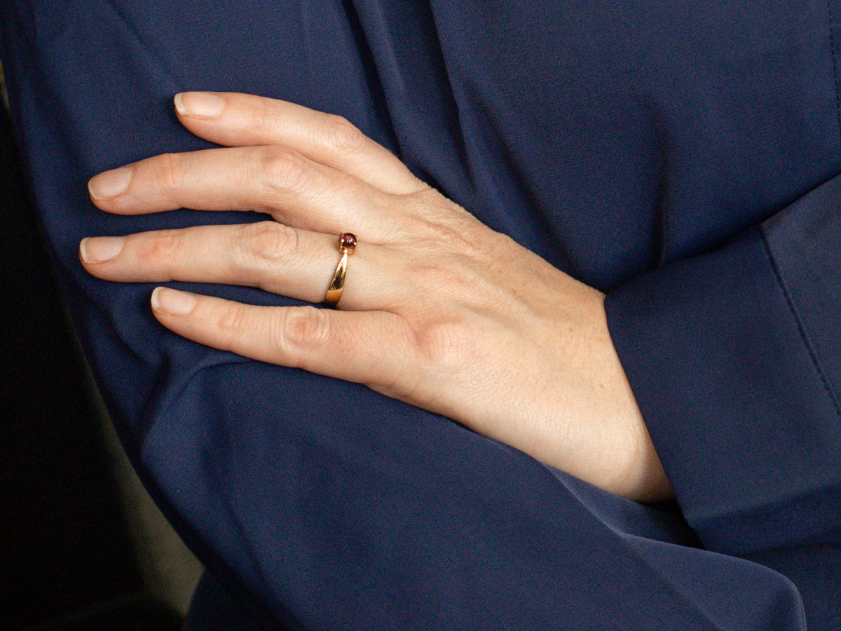 Pink Tourmaline Solitaire Ring with Reverse Tapered Shank